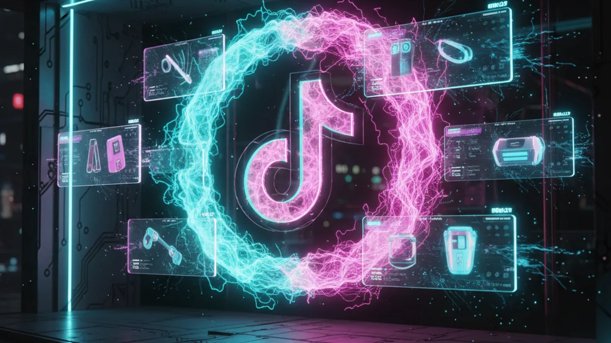 Interface TikTok Shop avec vidéo produit shoppable et croissance des ventes créateur